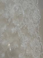 Ivory Corded & Beaded & Sequined Edging 30cm Wide