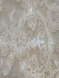 Ivory Corded & Beaded & Sequined Edging 30cm Wide