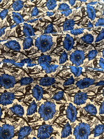 Bright Blue Flowers on White Cotton Lawn