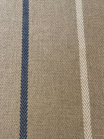 Blue/Ivory Herringbone Stripe on Dark Beige Herringbone, Heavy Furnishing with FR finish