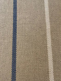 Blue/Ivory Herringbone Stripe on Dark Beige Herringbone, Heavy Furnishing with FR finish