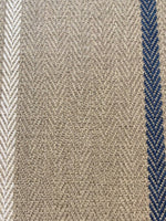 Blue/Ivory Herringbone Stripe on Dark Beige Herringbone, Heavy Furnishing with FR finish