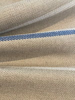 Blue/Ivory Herringbone Stripe on Dark Beige Herringbone, Heavy Furnishing with FR finish