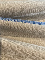 Blue/Ivory Herringbone Stripe on Dark Beige Herringbone, Heavy Furnishing with FR finish