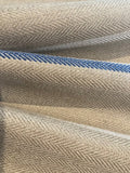 Blue/Ivory Herringbone Stripe on Dark Beige Herringbone, Heavy Furnishing with FR finish