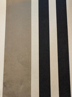 Grey/Black Satin Stripe on Ivory Twill. Stripes run along the Fabric. Cotton/Silk Mix