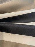 Grey/Black Satin Stripe on Ivory Twill. Stripes run along the Fabric. Cotton/Silk Mix