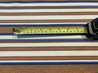 Bronze &amp; Blue Woven Stripe with Lurex Detail. One Way Stretch. Stripes run across the fabric.