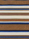 Bronze &amp; Blue Woven Stripe with Lurex Detail. One Way Stretch. Stripes run across the fabric.