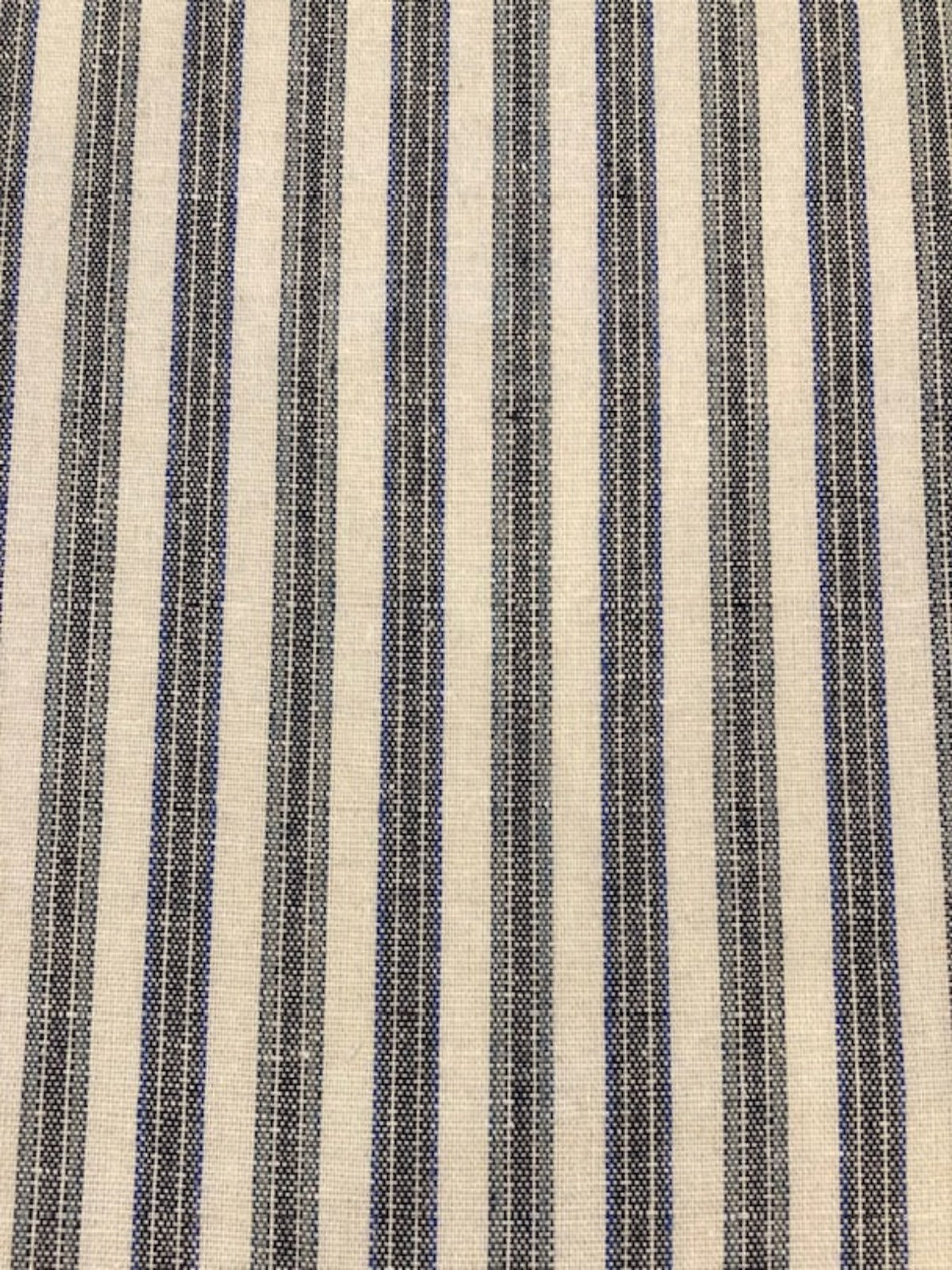 Black & Blue Colour Woven Stripe - Running along the Fabric