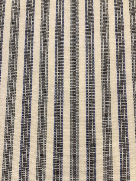 Black & Blue Colour Woven Stripe - Running along the Fabric