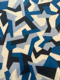 Geometric Camouflage Blue/Navy Print on Cotton