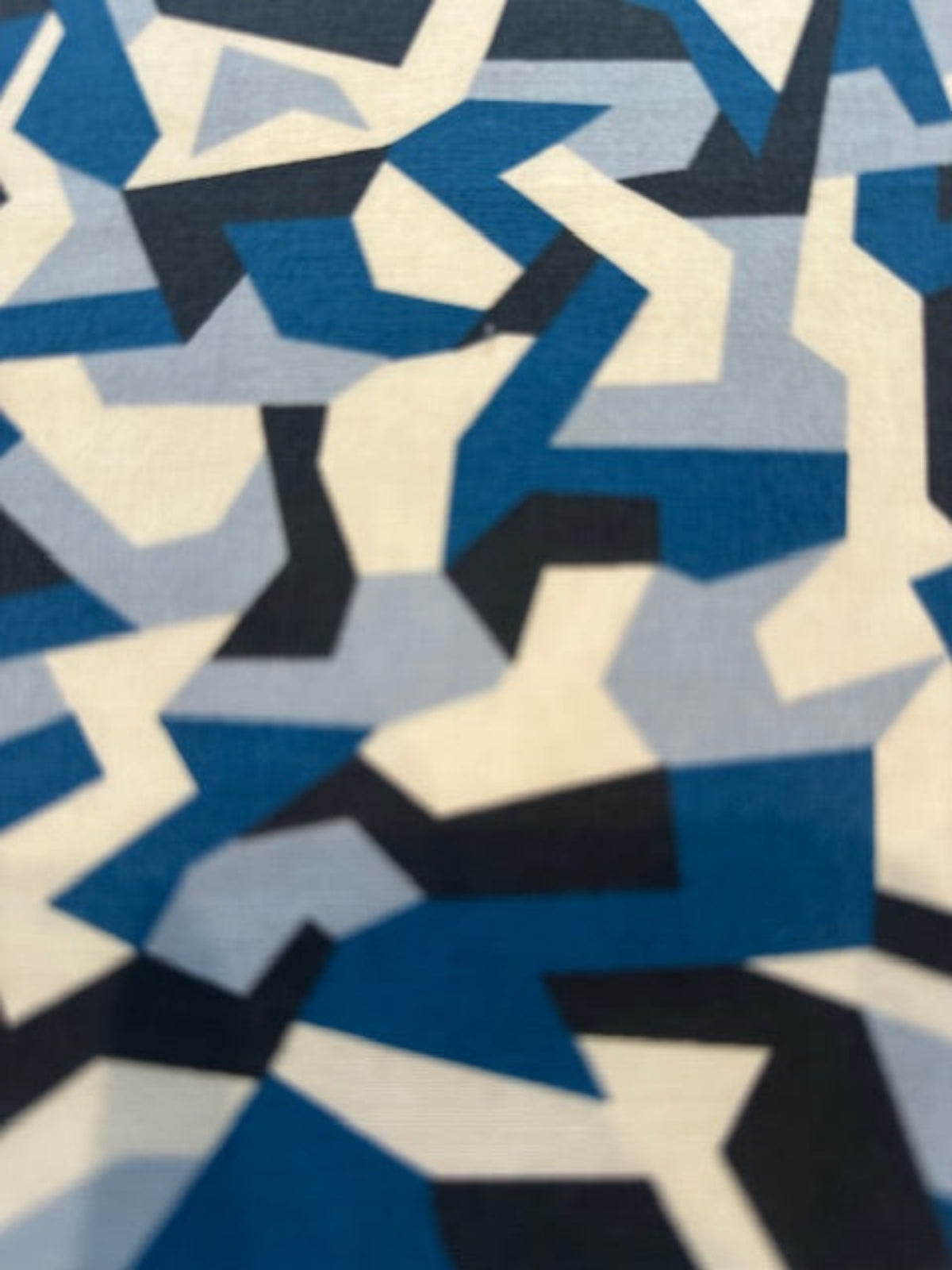 Geometric Camouflage Blue/Navy Print on Cotton