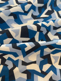 Geometric Camouflage Blue/Navy Print on Cotton