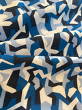 Geometric Camouflage Blue/Navy Print on Cotton