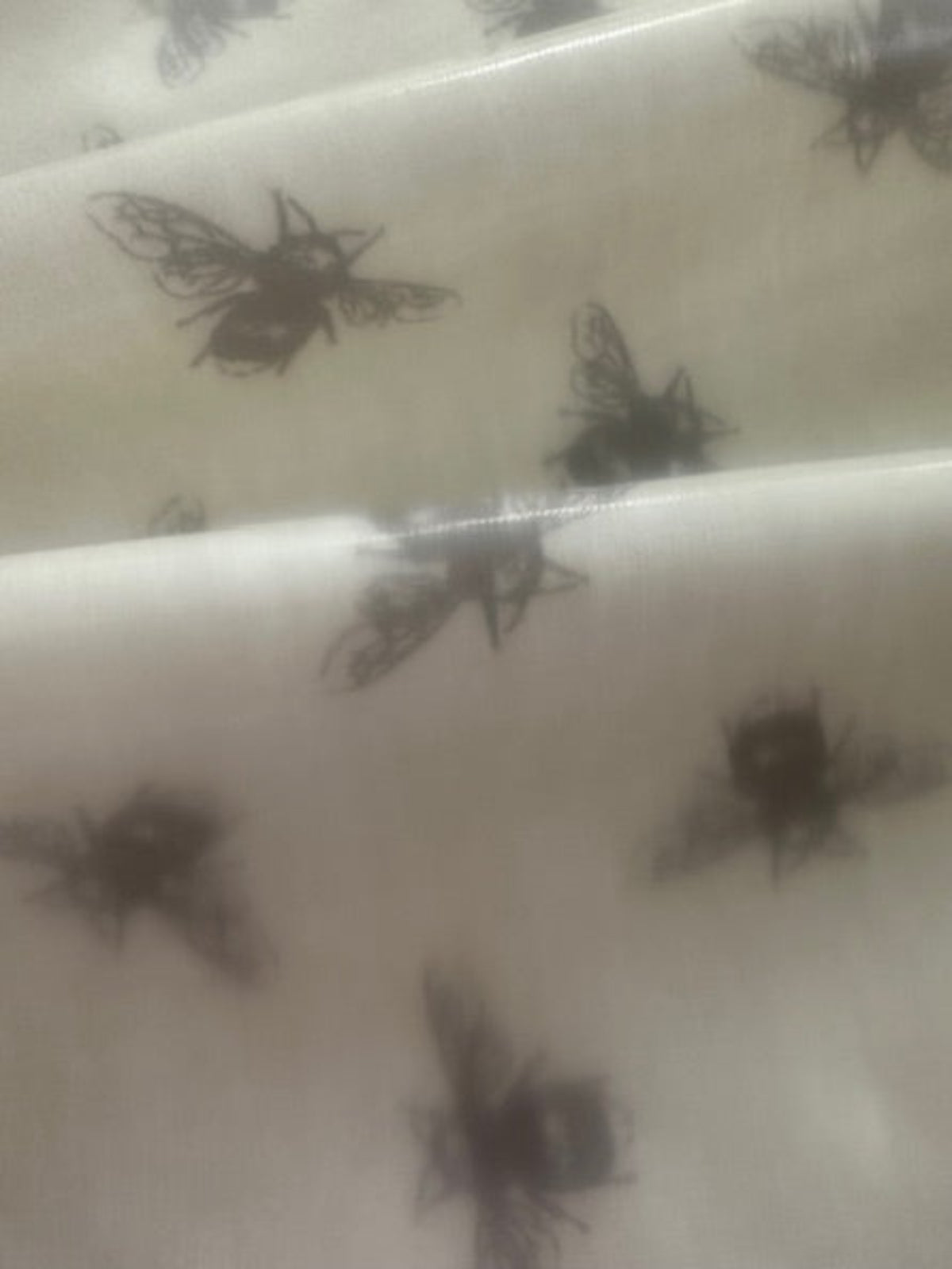 Grey Bumble Bee on Ivory PVC Coated Cotton