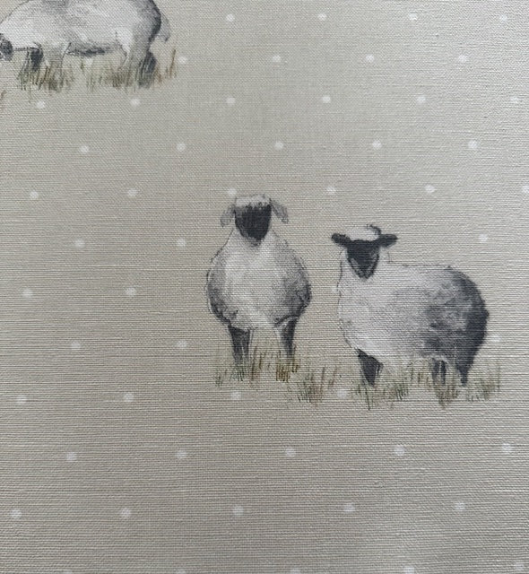 Sheep on Spotted Natural Cotton Furnishing