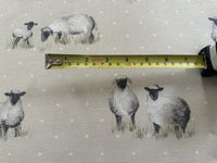 Sheep on Spotted Natural Cotton Furnishing