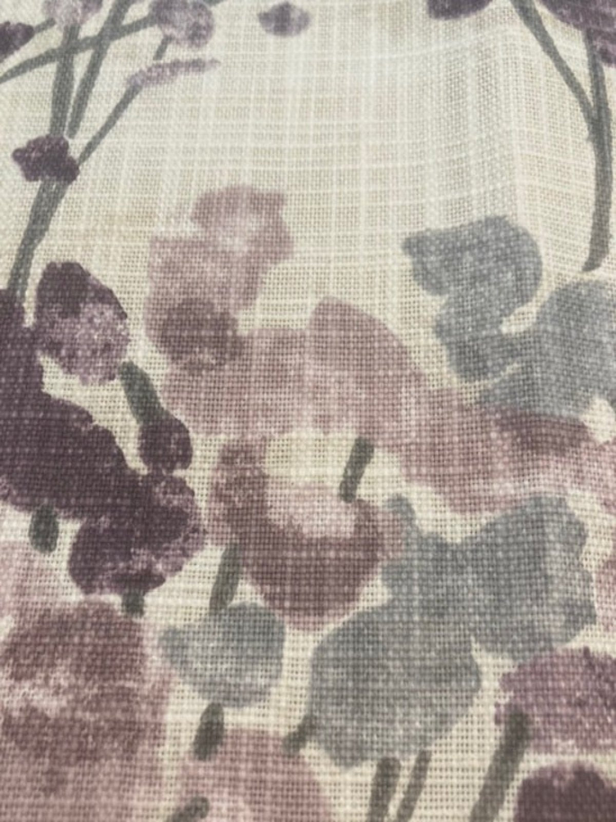Burgundy Berry Bunches on Slubbed Cotton Furnishing