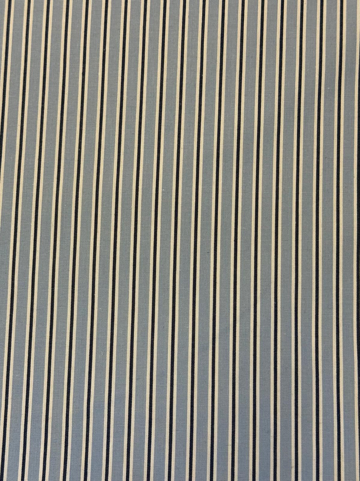 Blue Pinstripe Cotton Fabric | Black & White Stripe Shirting & Businesswear Fabric