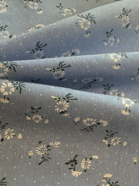 Ditsy Floral on Sky Blue Poly/Cotton