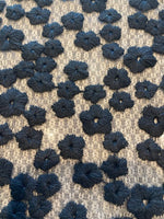 Black Embroidered Flowers on Mesh