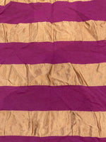 Fuchsia Woven Stripe on Crinkle Bronze. Stripes Run Across the Fabric