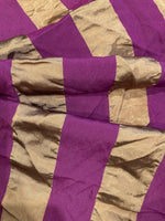 Fuchsia Woven Stripe on Crinkle Bronze. Stripes Run Across the Fabric