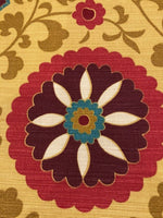 Burgundy Geometrics on Mustard " Sanderson - Zahara"
