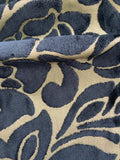 Black Velvet Flower Design on Pale Gold Twill