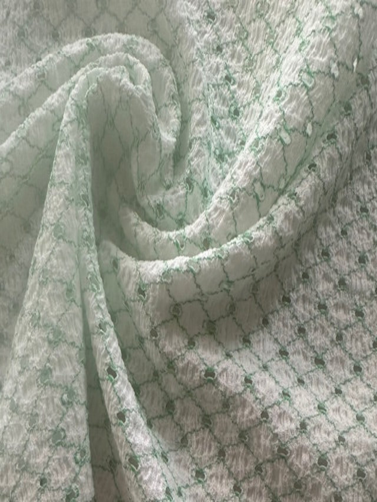 Bright Green Trellis with Stretch. Airtex Fabric