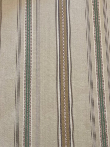 Green/Coffee Woven Stripe. Stripes Run Along the Fabric "Sanderson - Valley Stripe"