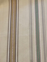 Green/Coffee Woven Stripe. Stripes Run Along the Fabric "Sanderson - Valley Stripe"