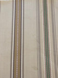 Green/Coffee Woven Stripe. Stripes Run Along the Fabric "Sanderson - Valley Stripe"