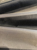 Black/Grey Silk Dupion Irridescent Stripe with Ribboned Stripe running along the Fabric