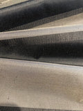 Black/Grey Silk Dupion Irridescent Stripe with Ribboned Stripe running along the Fabric