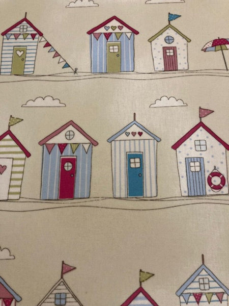 Beach Huts on Cotton Furnishing