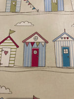 Beach Huts on Cotton Furnishing