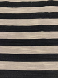 Black 2cm Stripe with Allover Gold Glitter Lurex Effect. Stripes run across the fabric.