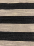 Black 2cm Stripe with Allover Gold Glitter Lurex Effect. Stripes run across the fabric.