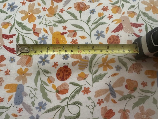 Multi Country Flowers with Birds, Butterflies, &amp; Ladybirds on Cotton Lawn