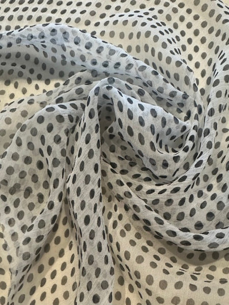 Black Spot on Ivory Yoryu Silk Chiffon