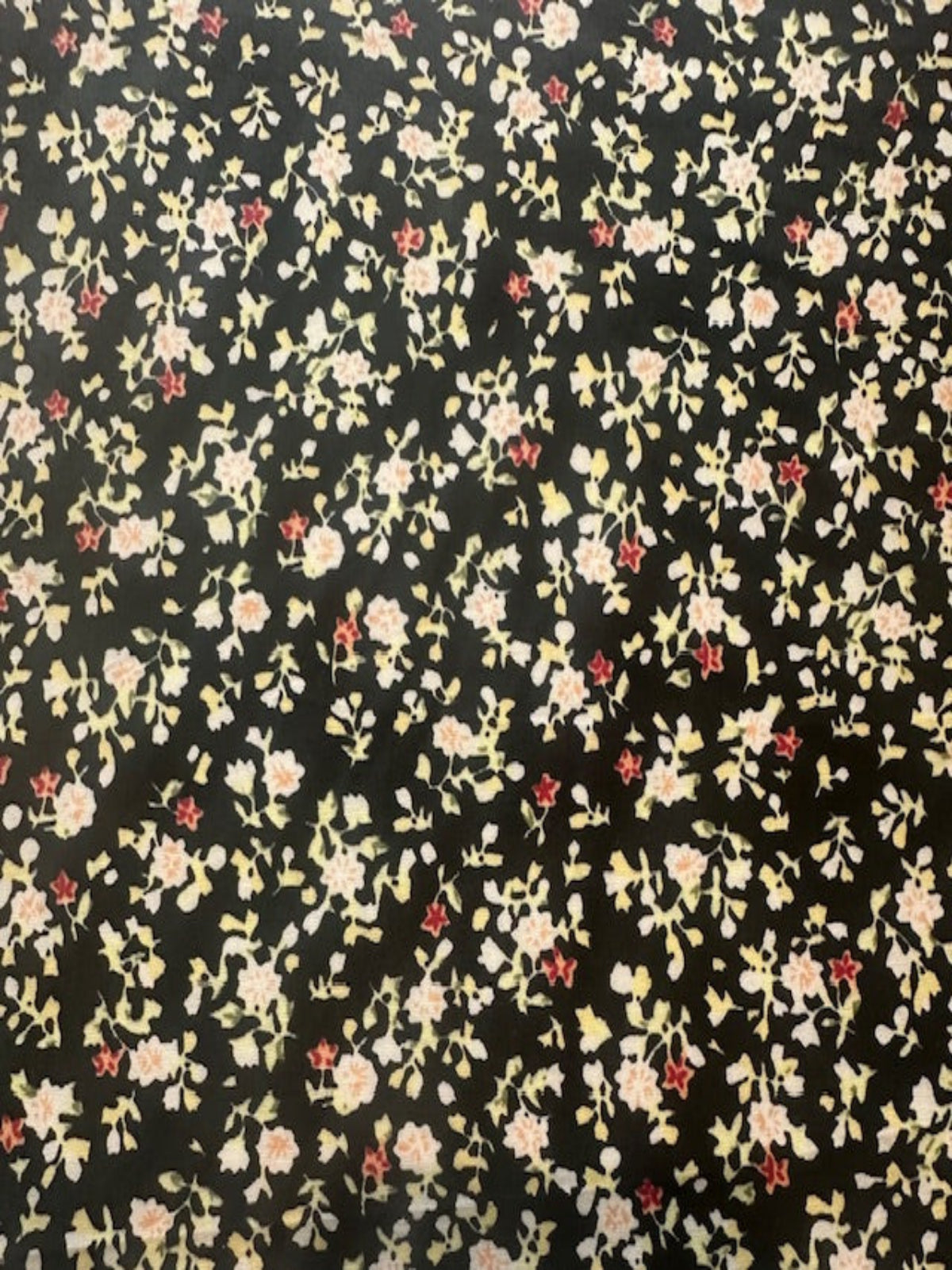 Ditsy Floral on Black Cotton Poplin