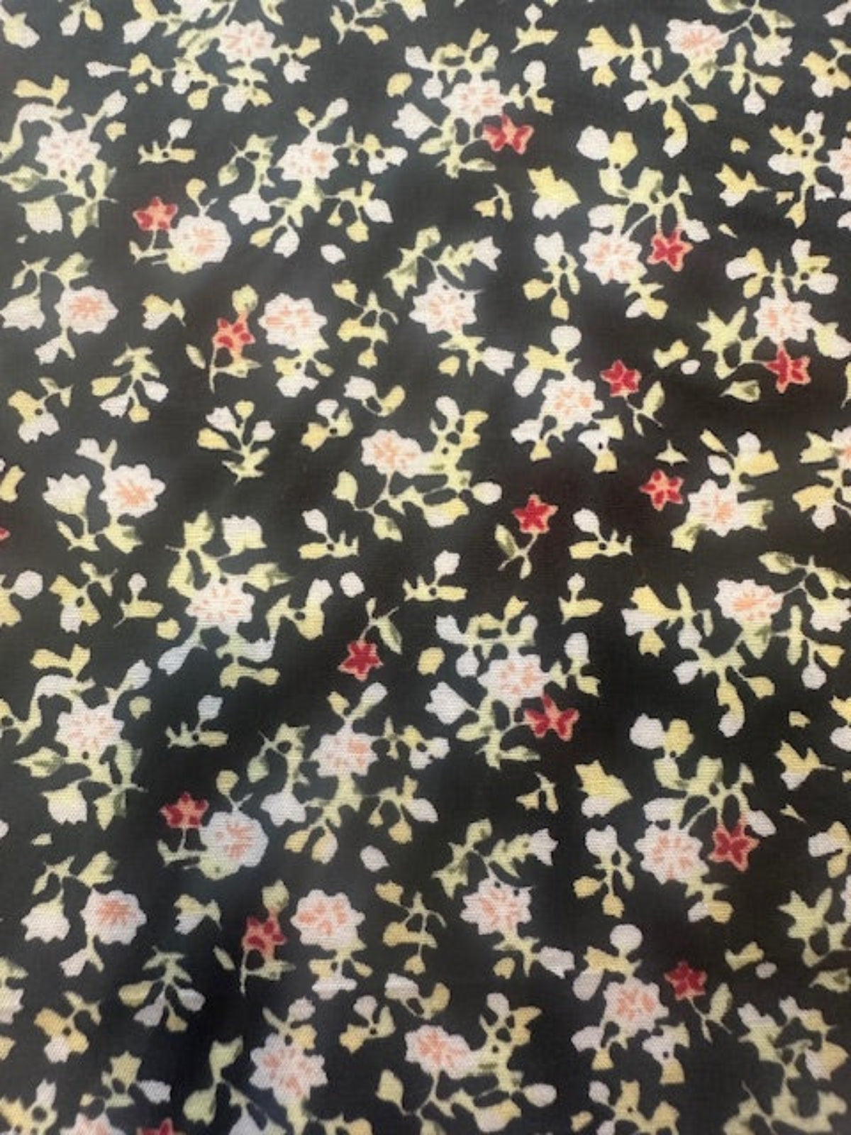 Ditsy Floral on Black Cotton Poplin