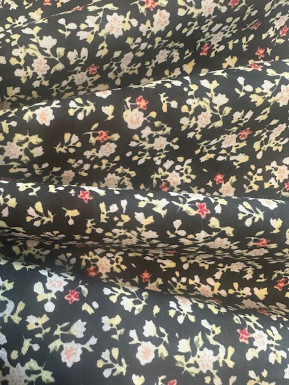 Ditsy Floral on Black Cotton Poplin