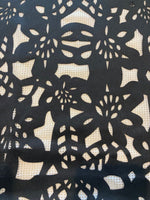 Black Laser Cut Scuba on ivory Open Mesh, Double Fabric