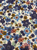 Blue / Mustard Allover Flowers on Cotton Lawn