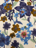 Blue / Mustard Allover Flowers on Cotton Lawn