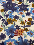 Blue / Mustard Allover Flowers on Cotton Lawn