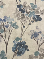 Faded Teal Berry Bunches on Slubbed Cotton Furnishing